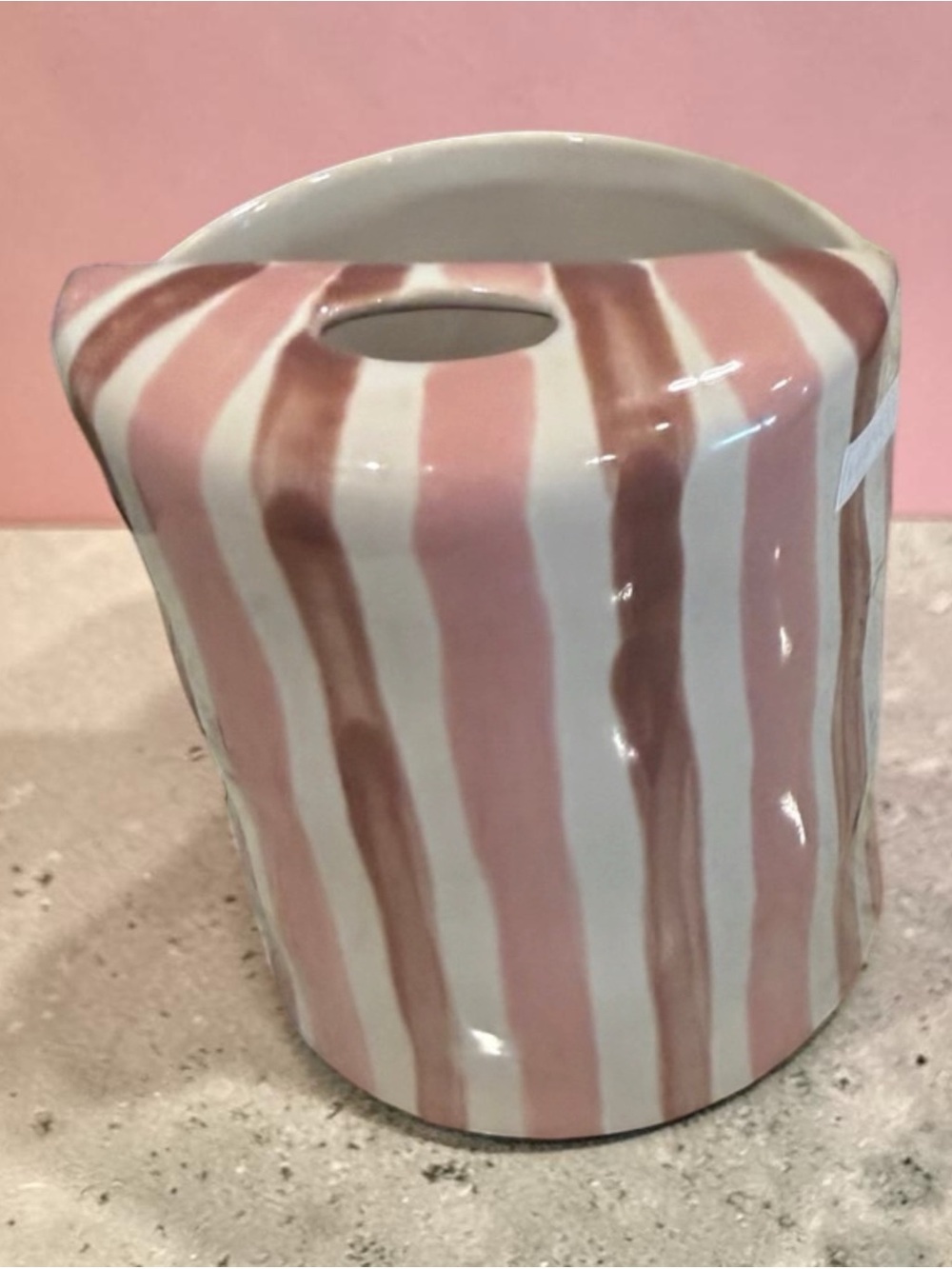 Mellow & Mod Striped Pink Ceramic coffee mug